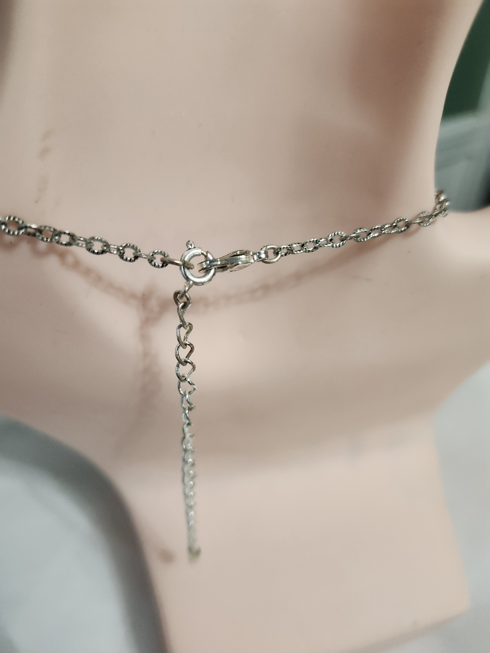 Avon Silver-Tone Ornate Filigree Drop Necklace with Clear Stones - Picture 3 of 6
